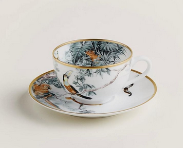 Hermes Carnets D Equateur Birds Set of 2 Tea Cup & Saucer - Image 2 of 2